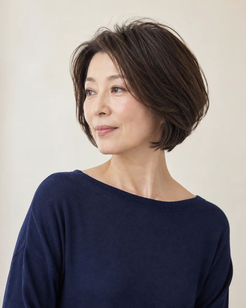 50代をイメージした立体的なボブ